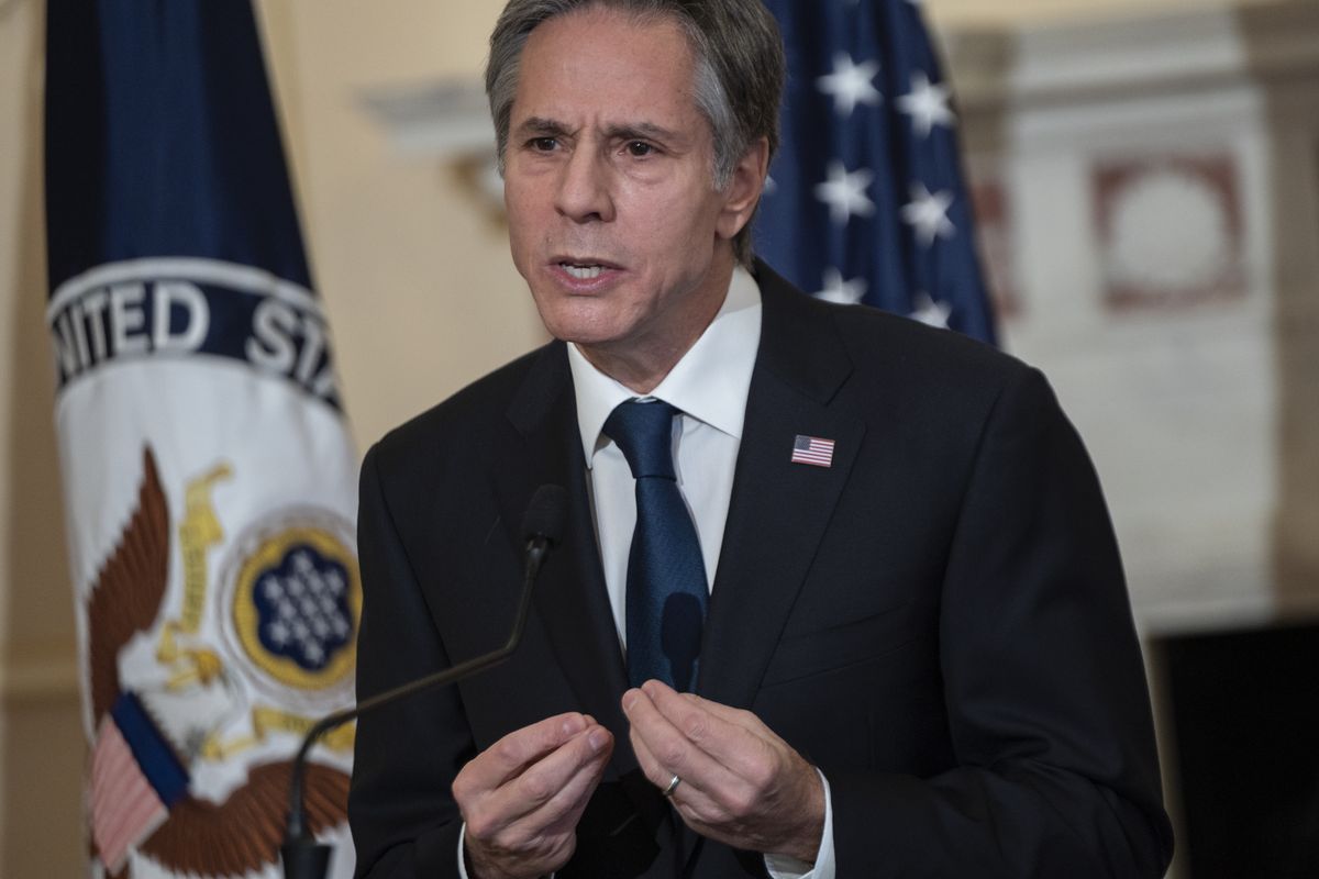 FILE - In this March 3, 2021, file photo, Secretary of State Antony Blinken speaks on foreign policy at the State Department in Washington. The United States and China will face a new test in their increasingly troubled relations when top officials from both countries meet in Alaska. The Biden administration has yet to signal it