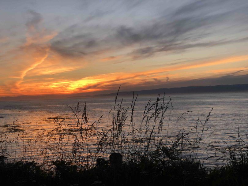 The Going Mobile team stayed up late for the summer solstice sunset on the Strait of Juan de Fuca. (Leslie Kelly)