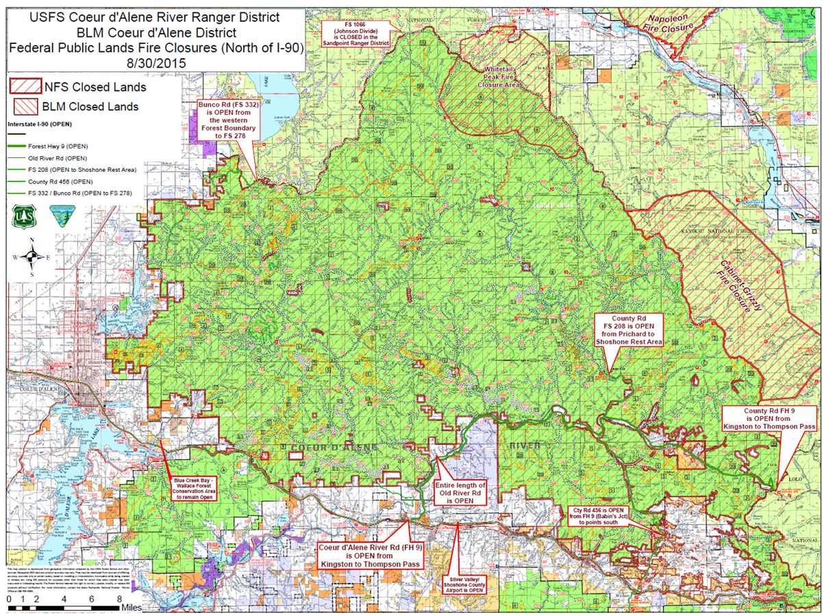 Idaho Panhandle National Forest Map Huge Swath Of Idaho Panhandle North Of I-90 To Close Sunday Because Of  Wildfires | The Spokesman-Review
