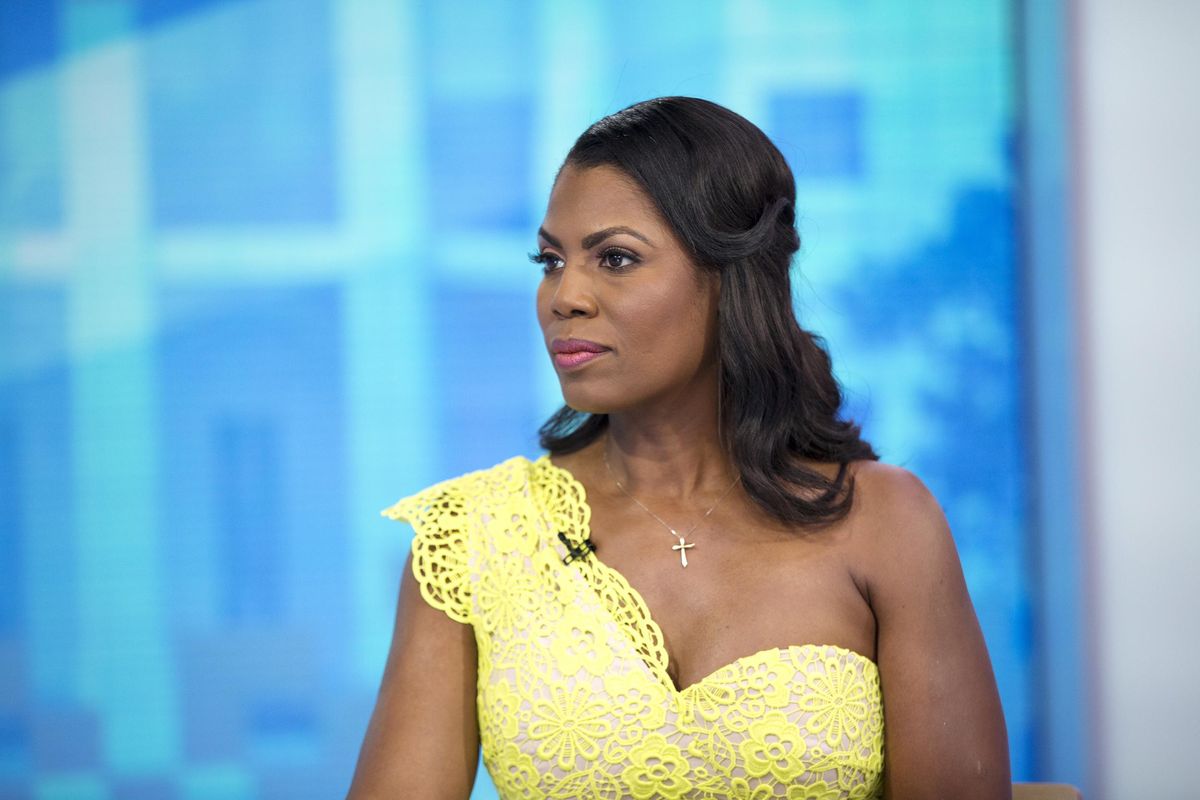 Reality TV personality and former White House staffer Omarosa Manigault Newman appears  on the “Today” show on Monday, Aug. 13, 2018, in New York. Manigault Newman was promoting her book “Unhinged.” (Zach Pagano / NBC/Associated Press)