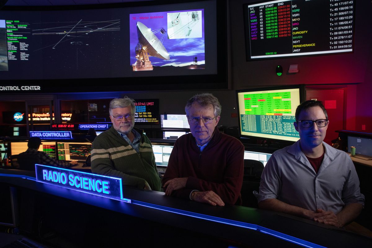 Jet Propulsion Laboratory scientists Lance Benner, Paul Chodas and Mark Haynes are studying the 1,100-foot-wide asteroid Apophis, which will come within viewing distance of Earth on April 13, 2029.  (Myung J. Chun/Los Angeles Times/TNS)