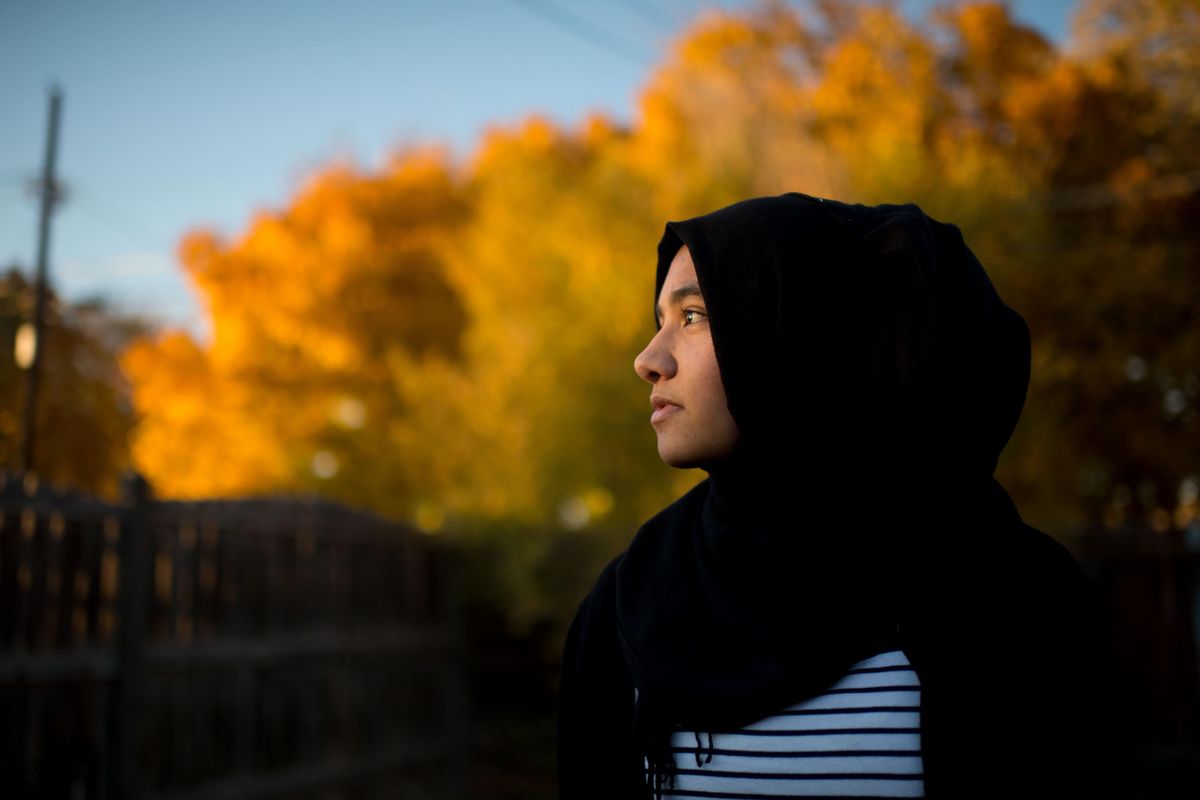 Farrah Faeq, a junior at North Central, poses for a photo on Friday, Oct. 27, 2017, at her home in Spokane, Wash. (Tyler Tjomsland / The Spokesman-Review)