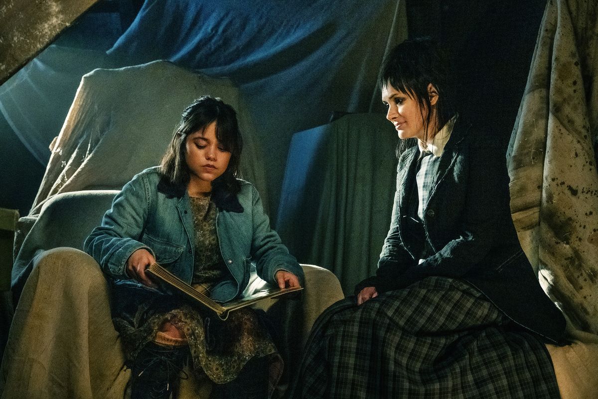 Jenna Ortega, left, as Astrid and Winona Ryder as Lydia in “Beetlejuice Beetlejuice.”  (Warner Bros. Pictures)