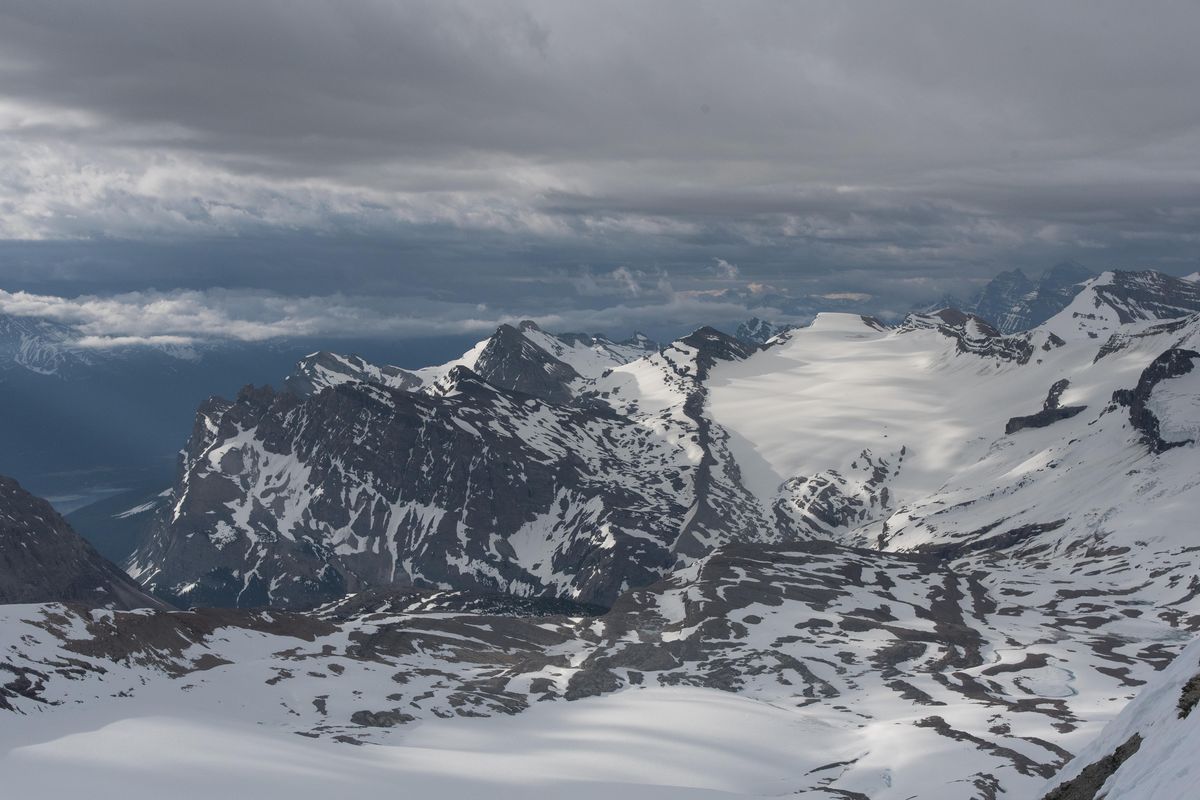 The view from the top of Mount Olive in British Columbia on May 29, 2018. Mount Olive is accessed via the Wapta Icefield. (Eli Francovich / The Spokesman-Review)