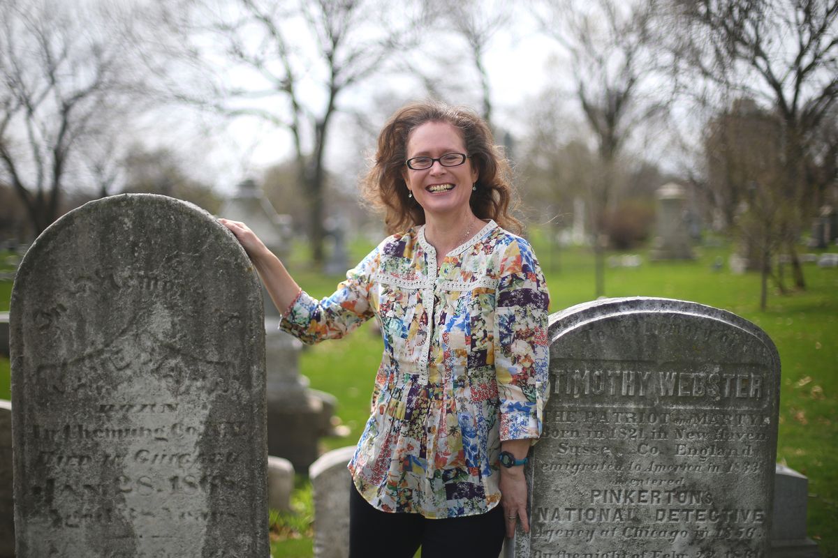 Author Kate Hannigan visits Graceland Cemetery on April 14 in Chicago, where Kate Warne is buried along with other employees of Allan Pinkerton’s famous detective agency. Warne is considered to be the first female detective in the U.S.