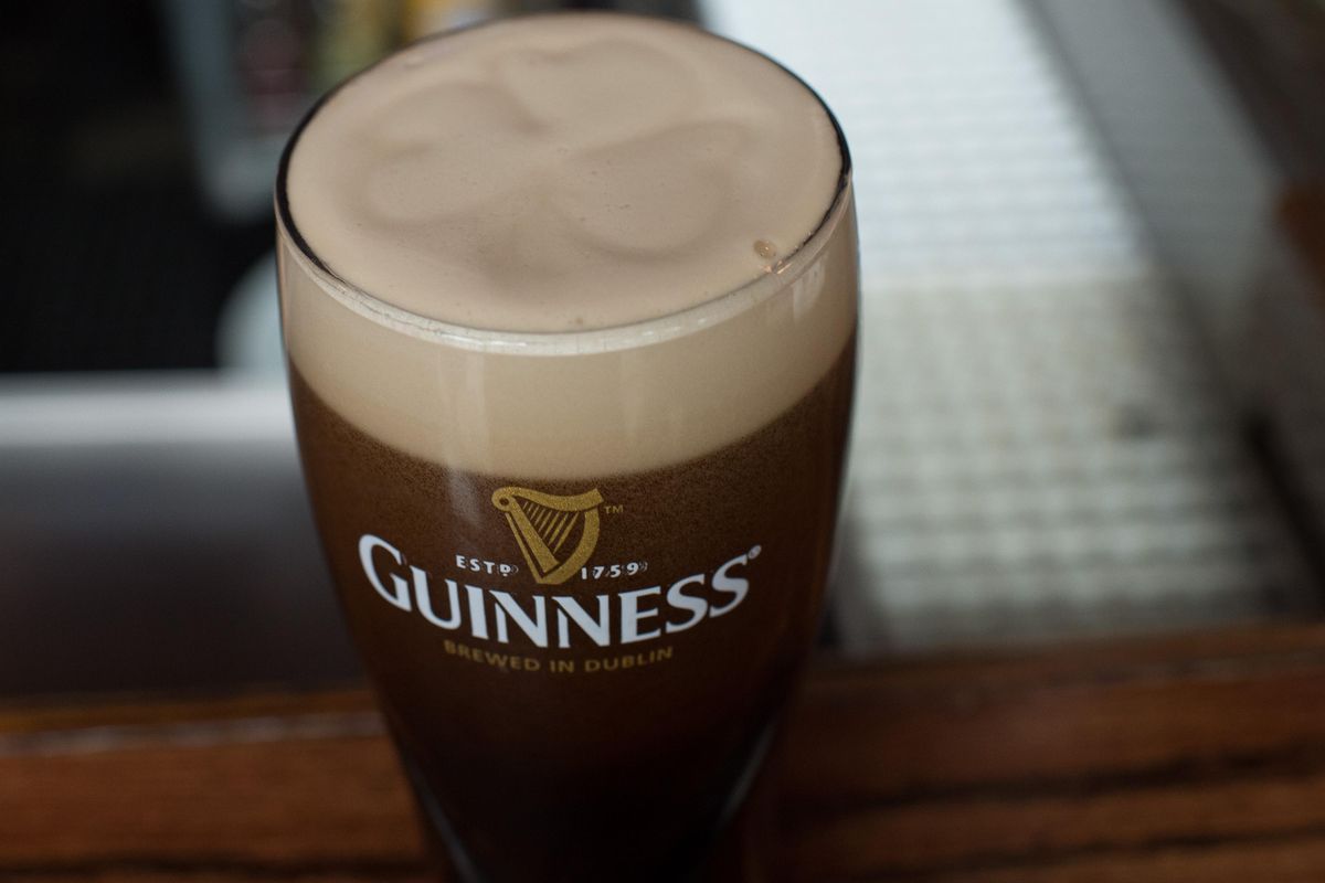 A shamrock can be seen in the head of a Guinness draft on Wednesday, at O