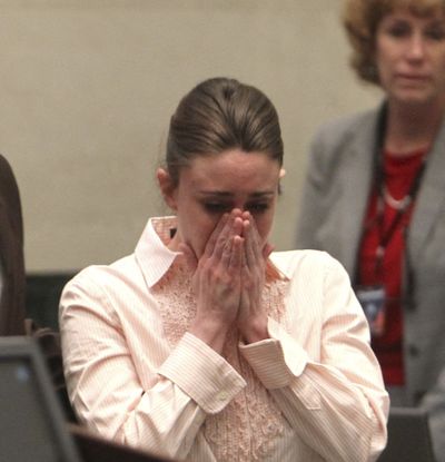 Casey Anthony reacts after the jury acquitted her of murdering her daughter, Caylee. (Associated Press)