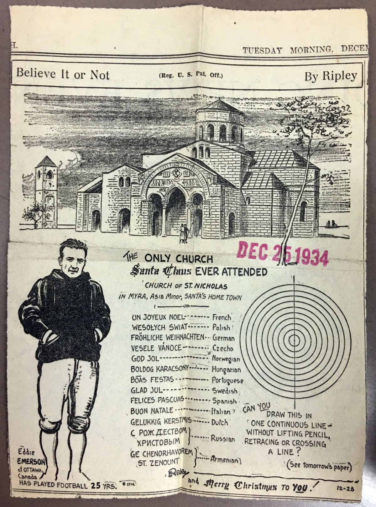 Newspapers often carried Christmas-themed features. 