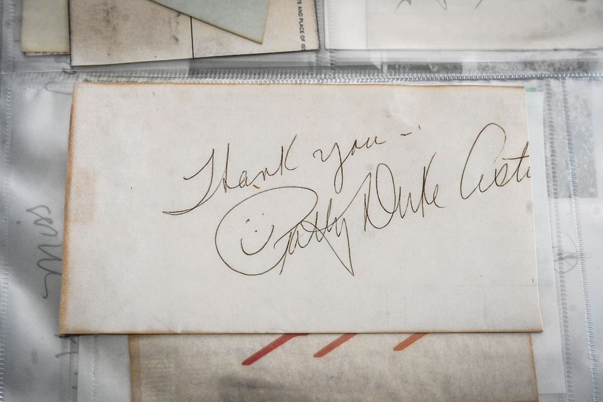 Ken Nulph has the autograph of Academy Award winning actress Patty Duke Austin in his scrapbook. Nulph has collect over 250 signatures of famous people.  (DAN PELLE/THE SPOKESMAN-REVIEW)