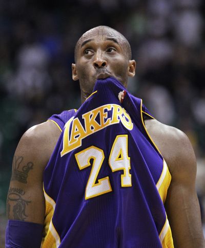 Los Angeles guard Kobe Bryant has plenty to ponder as his Lakers fell to 1-4 on the year after a poor shooting performance in Utah. (Associated Press)