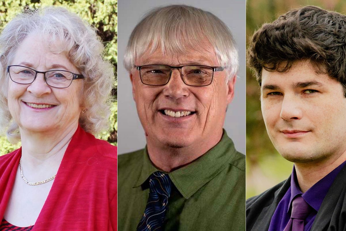 The candidates for Spokane Valley City Council Position 7 are, left to right, incumbent Laura Padden, salvage yard manager Brad Hohn and Gonzaga University student Joseph Ghodsee. (Nick Gibson / The Spokesman-Review)