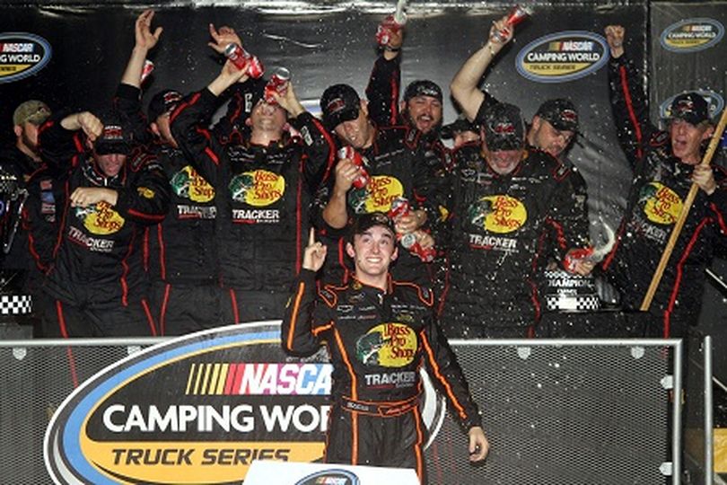 Austin Dillon celebrates his first NASCAR Camping World Truck Series championship with his Richard Childress Racing team at Homestead-Miami Speedway. Photo Credit: By Jerry Markland, Getty Images for NASCAR. (Jerry Markland / Getty Images North America)