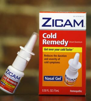ORG XMIT: MAES109 Zicam Cold Remedy nasal gel is shown in Boston Tuesday, June 16, 2009.  The Food and Drug Administration on Tuesday said consumers should stop using Zicam Cold Remedy nasal gel and related products because they can permanently damage the sense of smell. (AP Photo/Eric Shelton) (Eric Shelton / The Spokesman-Review)