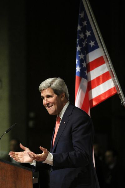 U.S. Secretary of State John Kerry speaks at a press conference at the end of the Iranian nuclear talks in Geneva early today. (Associated Press)