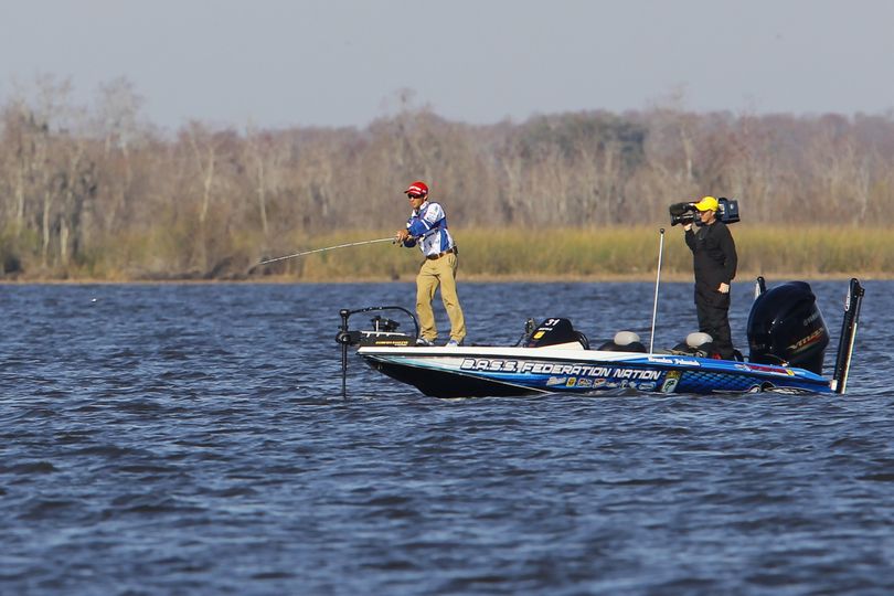 Brandon Palaniuk of Rathdrum with ESPN TV cameraman fishing on the third and last day of the Bassmaster Classic near New Orleans. 
 (Seigo Saito / B.A.S.S.)