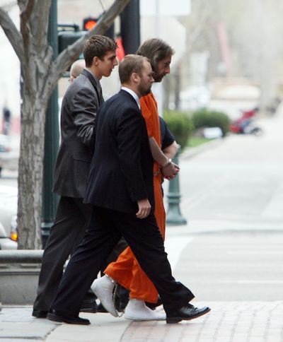 Joseph Duncan, in handcuffs, is escorted to jury selection for his trial in downtown Boise on April 14.  (File Associated Press / The Spokesman-Review)