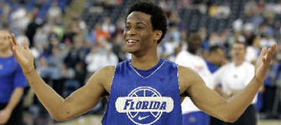 
Florida's Taurean Green looks for applause from his teammates after practice. 
 (Associated Press / The Spokesman-Review)