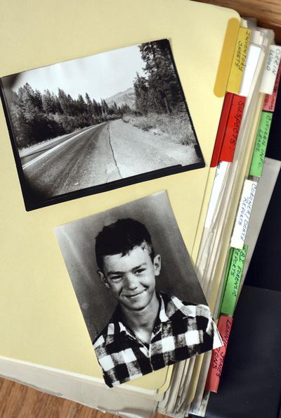 This Nov. 15, 2016, photo shows investigation files for the unsolved murder of Lonnie Jones, east of Orofino in 1951. Now 65 years since the discovery, it remains the only unsolved documented murder case in Clearwater County. (Barry Kough / Barry Kough Lewiston Tribune)