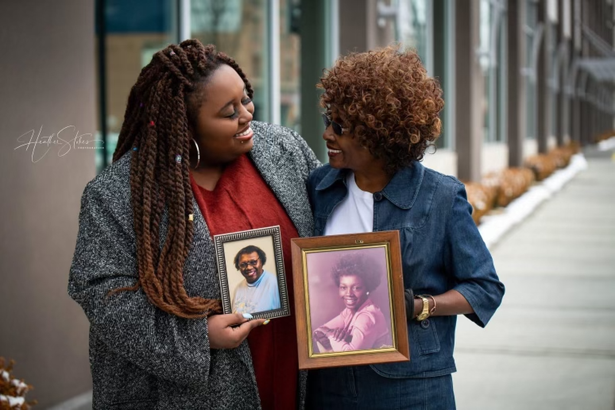 Alethea Dumas stands his the maternal generations of her family.  (Courtesy)