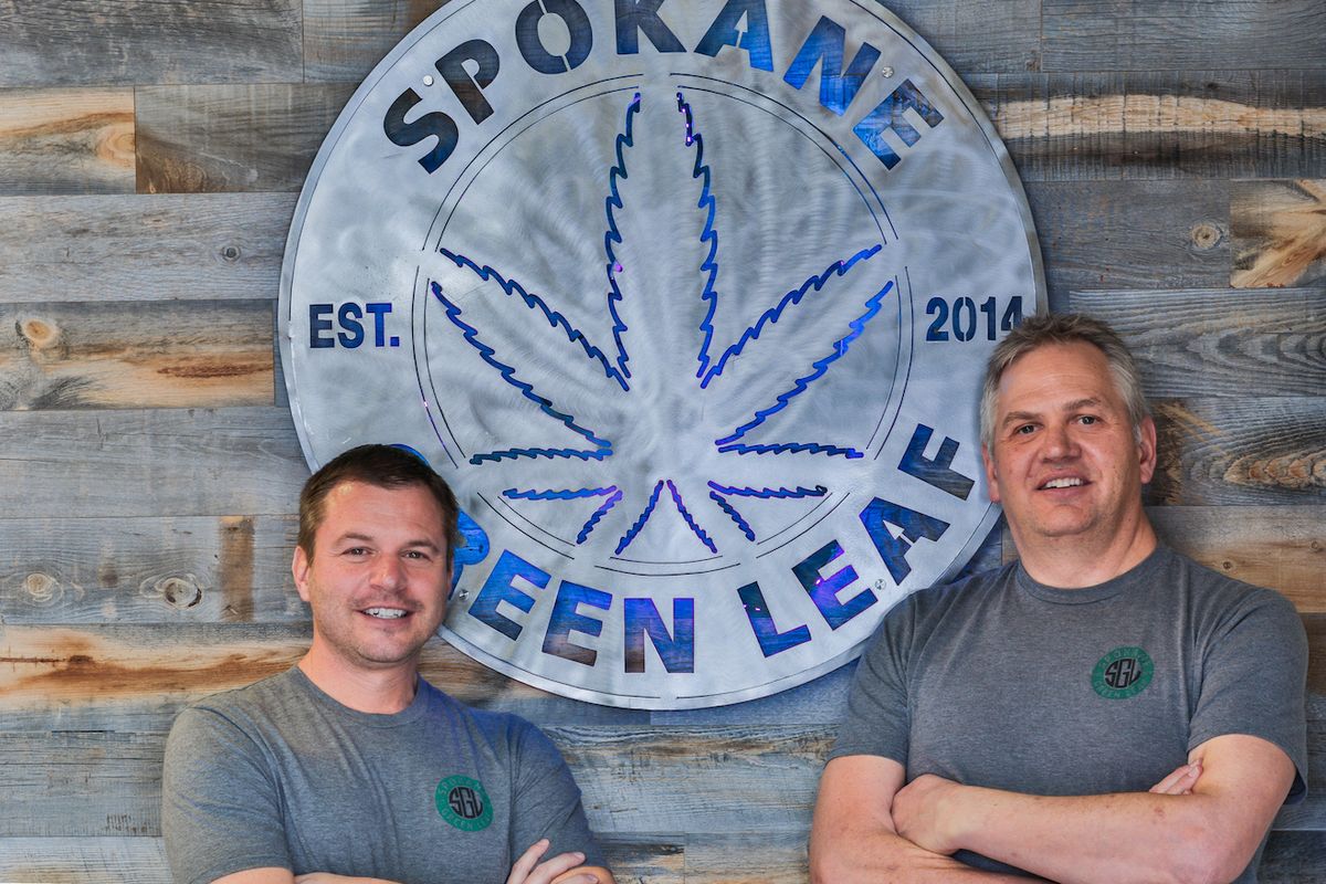 Kirk Haggerty, left, and Todd Bannatt opened Spokane Green Leaf in 2014, the first legal cannabis retailer in Washington.   (Courtesy Spokane Green Leaf)