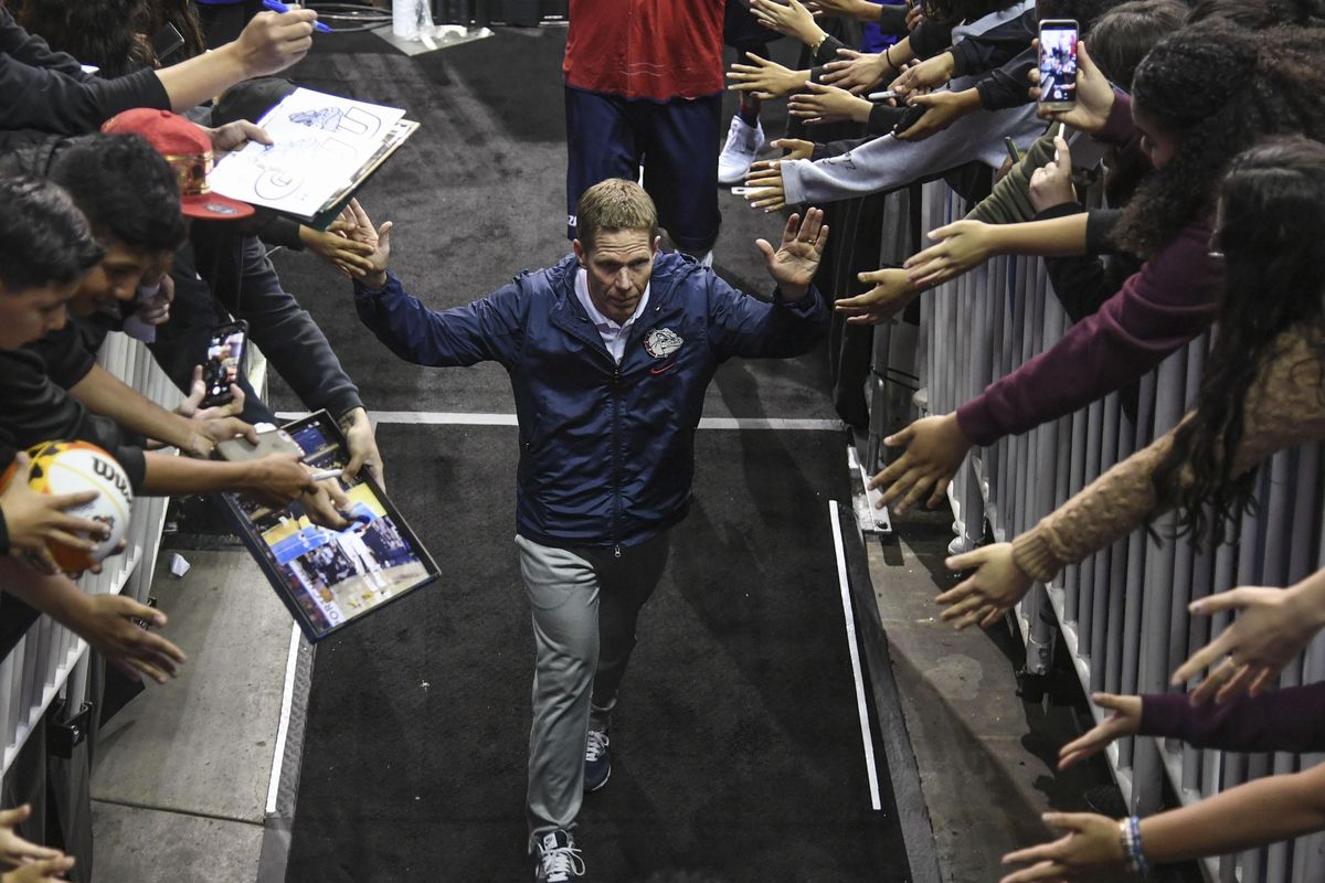 Gonzaga coach Mark Few leaves the SAP Center court after open practice Wednesday, March 22, 2017, in San Jose. (Dan Pelle / The Spokesman-Review)