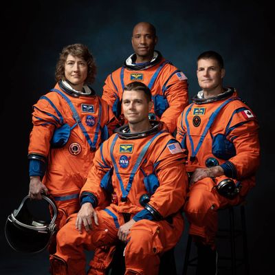 Official crew portrait for Artemis II, from left: NASA Astronauts Christina Koch, Victor Glover, Reid Wiseman, Canadian Space Agency Astronaut Jeremy Hansen.  (Photo by Josh Valcarcel, courtesy of  NASA's Johnson Space Center)