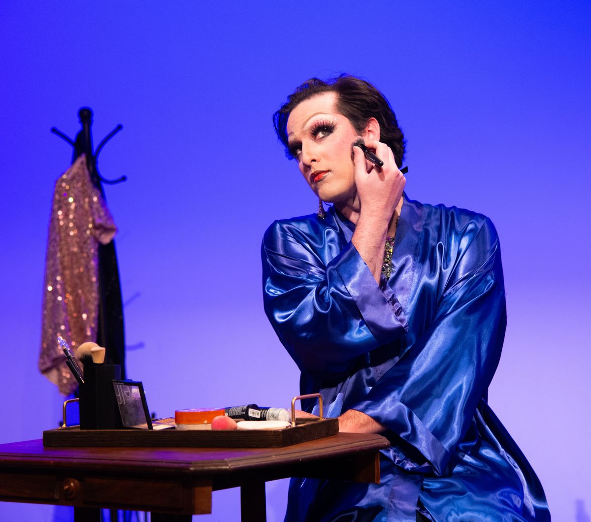 Jonah Taylor as “Virginia Hamm,” Arnold Beckoff’s drag alter ego, in Theater on the Verge’s production of “Torch Song.”  (Courtesy of Don Hamilton)