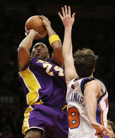 Lakers guard Kobe Bryant added the fifth 60-plus game of his career.  (Associated Press / The Spokesman-Review)