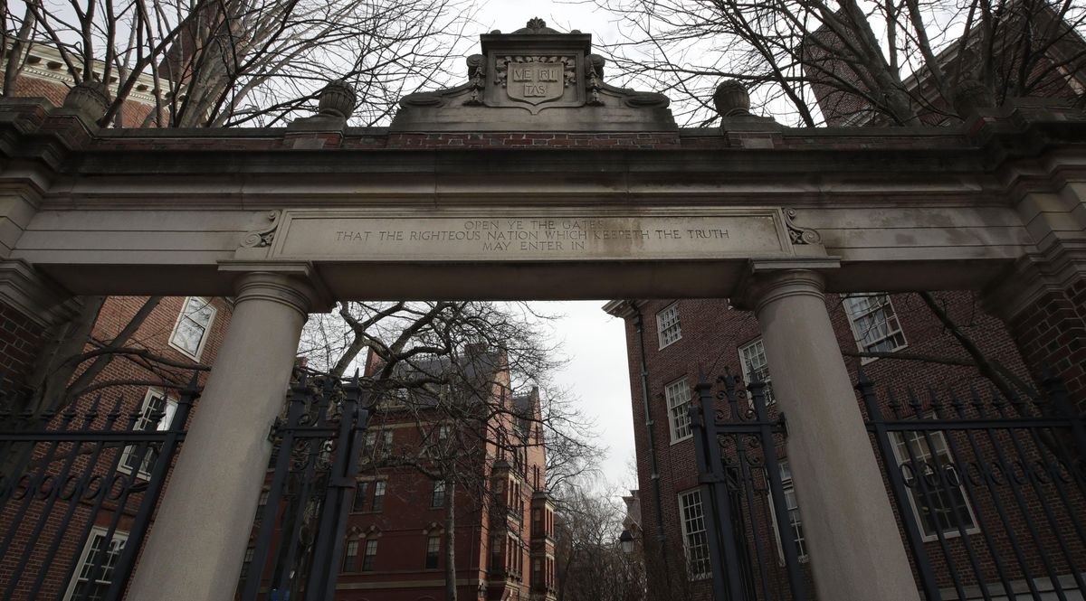 The gates leading to Harvard Yard at Harvard University in Cambridge, Mass., Thursday, Dec. 13, 2018. (Charles Krupa / AP)
