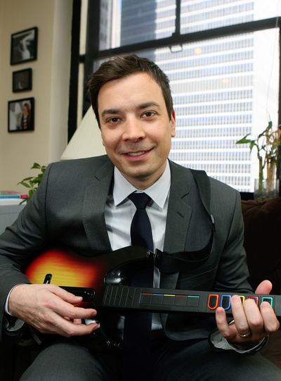 Jimmy Fallon is pictured   in his Rockefeller Center office Monday. (Associated Press / The Spokesman-Review)