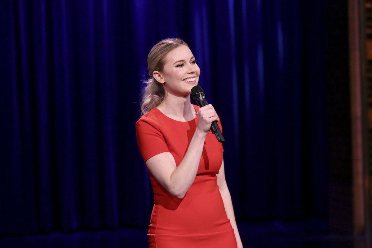 Comedian Kelsey Cook performs on “The Late Show with Jimmy Fallon” in 2018. The comedian returns to her hometown for a run of shows at the Spokane Comedy Club Aug. 25-27, 2022.  (NBC)