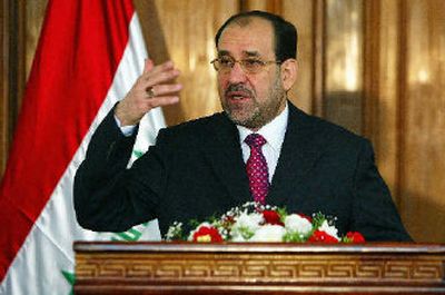 
Iraqi Prime Minister Nouri al-Maliki on Wednesday slammed U.S. calls for a timetable to curb violence ravaging the country. 
 (Associated Press / The Spokesman-Review)