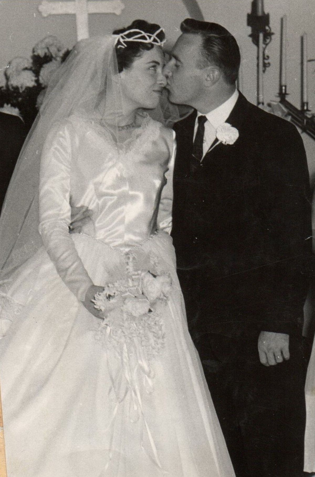 Chris and Bob Eddy are seen on their wedding day in 1960.  (Courtesy Marie Eddy)