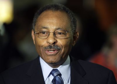 Illinois U.S. Senate appointee Roland Burris talks  Monday.  (Associated Press / The Spokesman-Review)