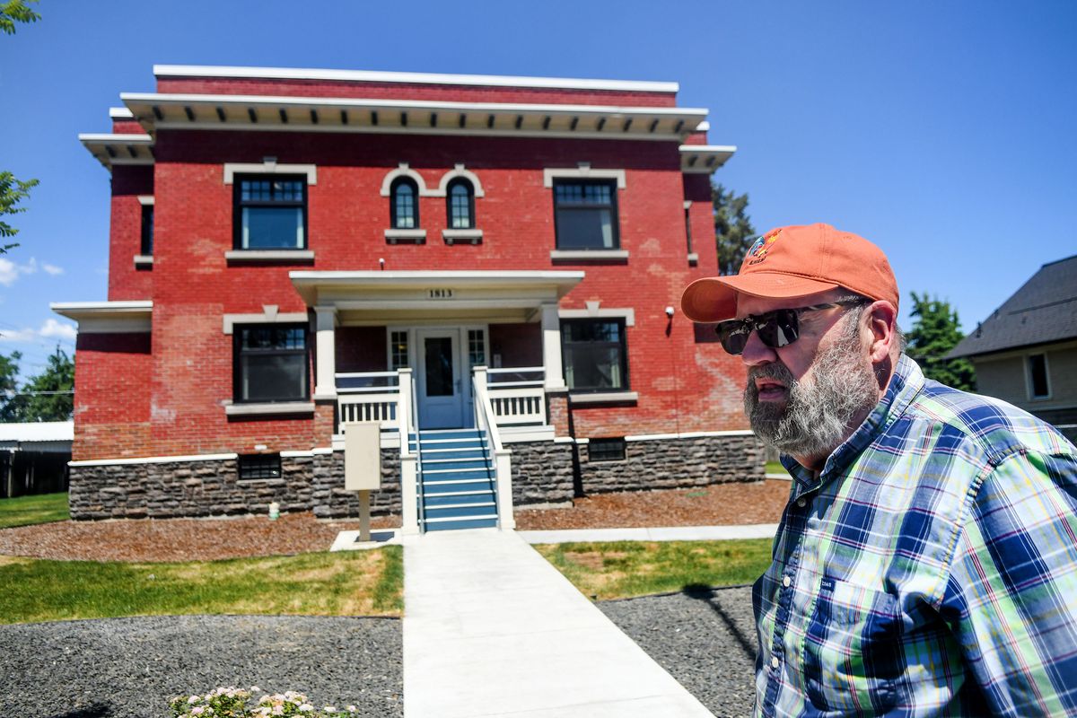 Chris Venne talks about housing in East Central in front of The Rose apart-ments on Friday.  (Kathy Plonka/The Spokesman-Review)