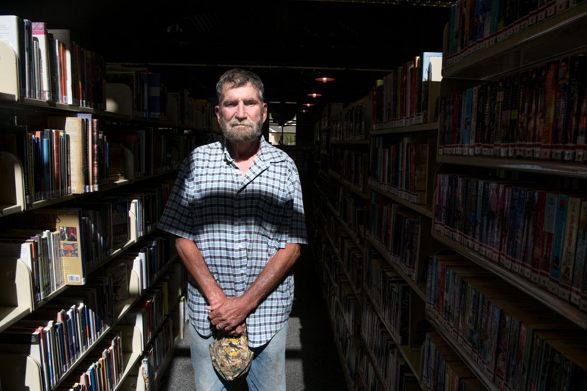 Jerry Kane poses for a photo on Wednesday, July 25, 2018, at the Deer Park Library in Deer Park, Wash. Kane dropped out of high school at 17. He earned his GED at 61, thanks to a program from Spokane County Library District and the Spokane Community College Adult Education Department to bring courses to libraries for anyone looking to earn a high school diploma, get a GED, and learn English as a second language. (Tyler Tjomsland / The Spokesman-Review)