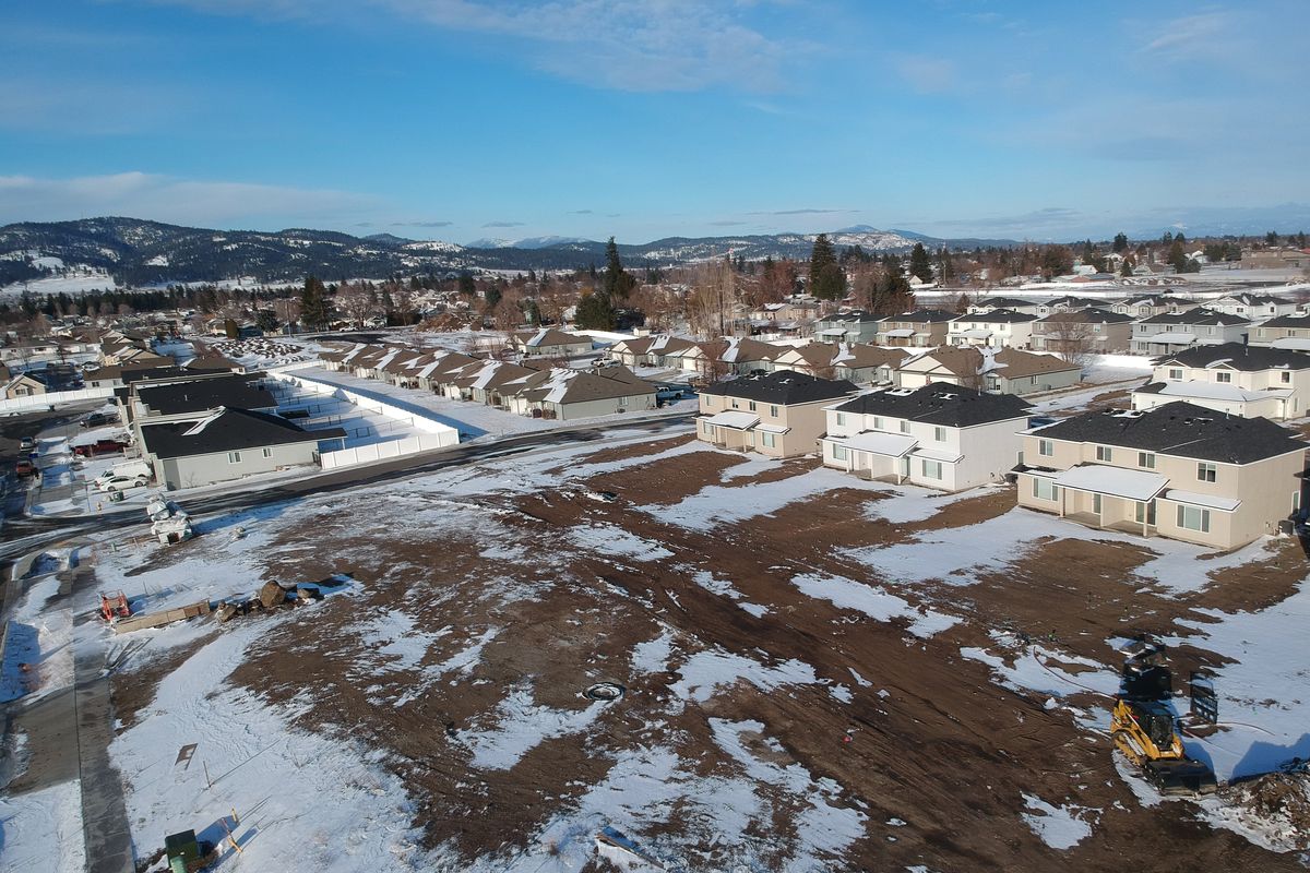 Open land in Spokane Valley, including this new neighborhood of mostly duplexes, is being filled with homes to try and fill the need for housing in the Spokane area.  (Jesse Tinsley/The Spokesman-Review)