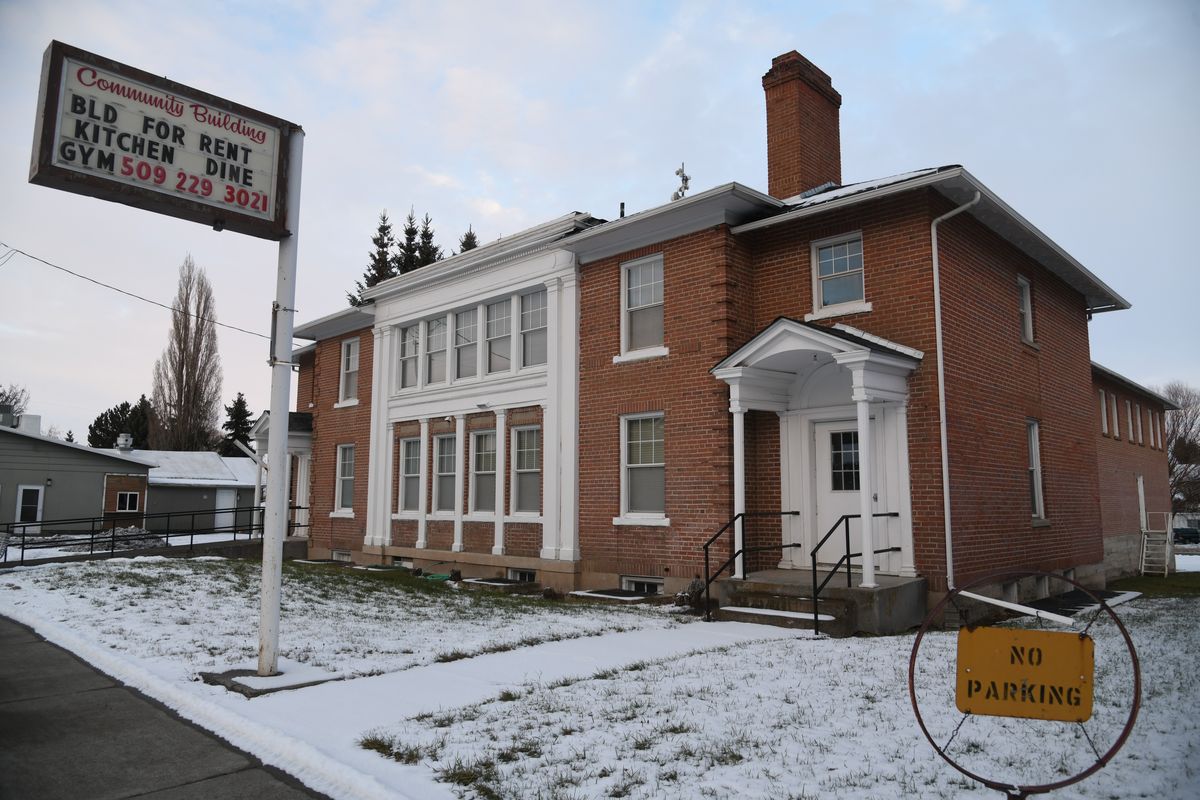 The Uniontown Community Building is seen Wednesday, Jan. 10, 2024. Built in 1922, the building can be rented for events and hosts the town’s annual sausage feed the first Sunday of March.  (James Hanlon/The Spokesman-Review)