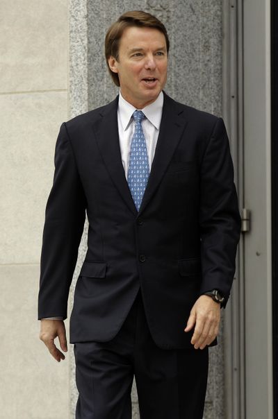 John Edwards leaves a federal courthouse after a hearing in Greensboro, N.C., last month. (Associated Press)