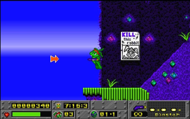 Jazz Jackrabbit capitalized on the sidescrolling phenomenon when Cliff Bleszinski and Arjan Brussee unleashed the fleet-footed protagonist to PC gamers in 1994.