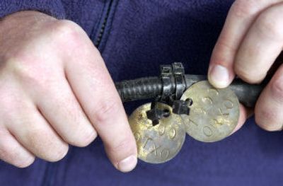 
This high-intensity radio cable was recently recovered, along with more than 1,500 feet of wire worth more than $6,000, from a Ford  truck pulled over after leaving a Valley feed store.
 (J. BART RAYNIAK / The Spokesman-Review)