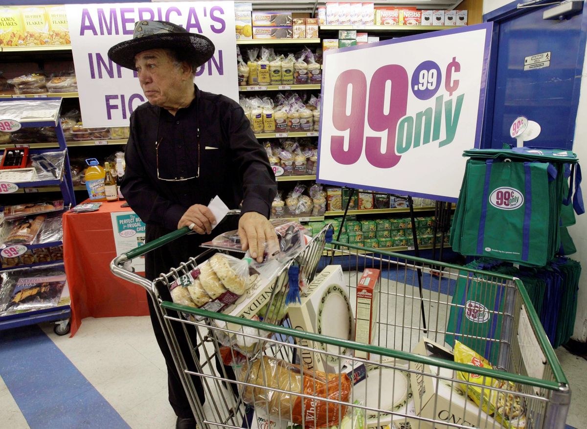 Jacques Elsair shops at a 99 Cents Only Store in Los Angeles in early September. (Nick Ut / The Spokesman-Review)