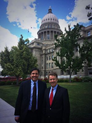 Idaho Rep. Raul Labrador, left, with Kentucky Sen. Rand Paul, right, outside the Idaho state Capitol on Friday (courtesy photo)