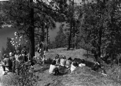 
These Coeur d'Alene Junior High students, photographed at a vantage point overlooking Beauty Bay on Lake Coeur d'Alene, were among 135 local students who walked the scenic Mineral Ridge Trail on a biology field trip in May 1966. 
 (Photo archive/ / The Spokesman-Review)