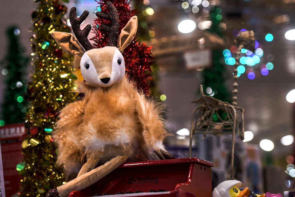 Jellycat Tawny Reindeer waits for a new home at Figpickels Toy Emporium in Coeur d’Alene.  (Kathy Plonka/The Spokesman-Review)