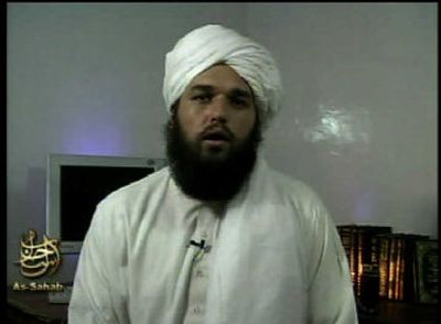 
A man identified as Adam Yehiye Gadahn, an American once sought by the FBI,  speaks on  a video posted on an Islamic militant Web site Saturday. 
 (Associated Press / The Spokesman-Review)