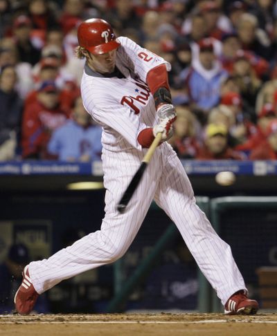 Philadelphia’s Jayson Werth connects on a first-inning, two-run home run. (Associated Press / The Spokesman-Review)