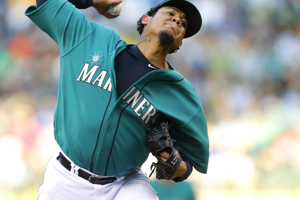 Felix Hernandez tied a major league record with his 13th consecutive start pitching at least seven innings and giving up two or fewer runs. (Associated Press)
