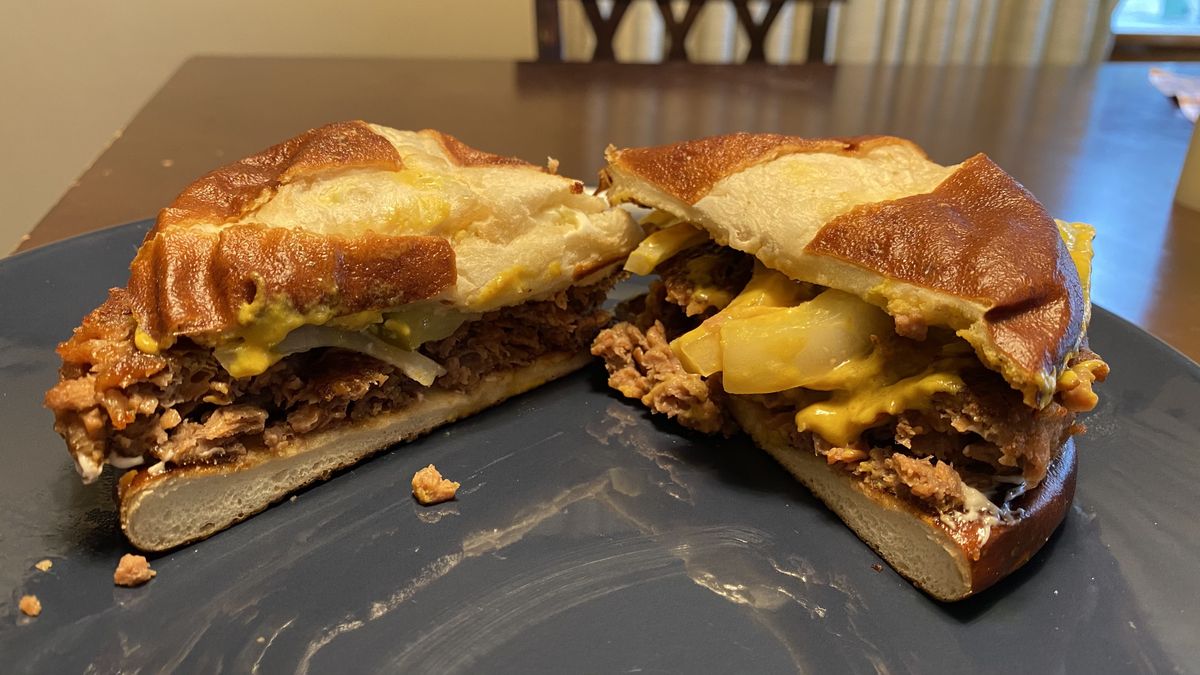 Jonathan Glover made an Impossible Burger at home.  (Jonathan Glover/For The Spokesman-Review)