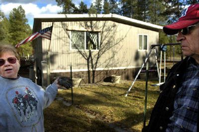 
Carey and Dennis Peltier, in front of the mobile home they now own, are two of six people suing the developers and builders of Denison Estates near Deer Park. 
 (Holly Pickett / The Spokesman-Review)